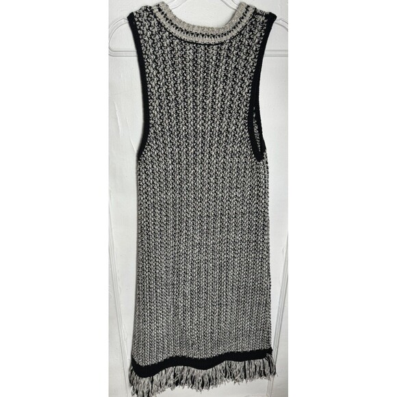 Luxury Knot Dress Black White Fringe Sweater Midi Classic Stretch‎ Large CoCo - Picture 2 of 4